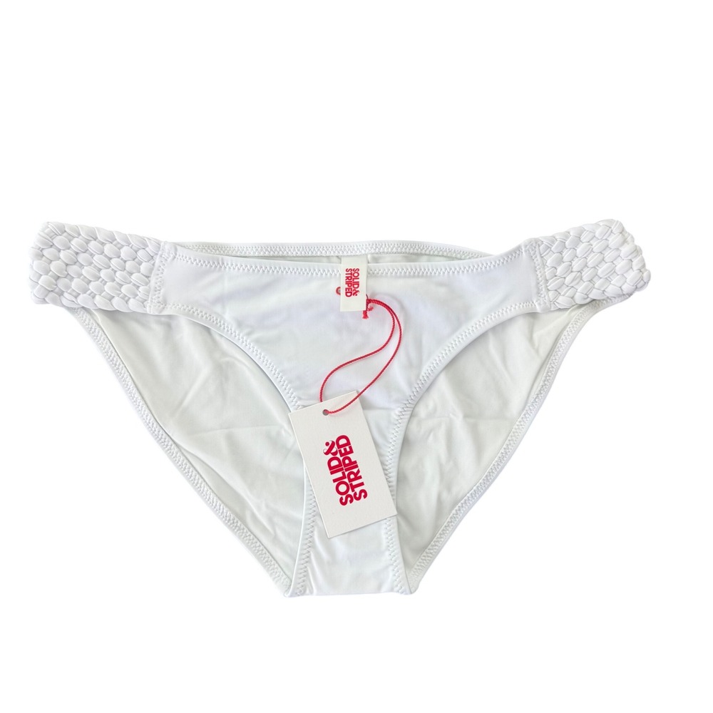 Solid & Striped The Braided Elle Bikini Bottom White Low Rise Large NWT